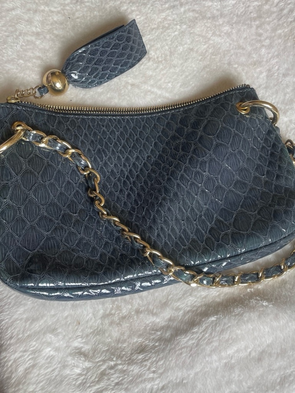 Gianni Bini Black Quilted Faux-Snake Chain Wristlet